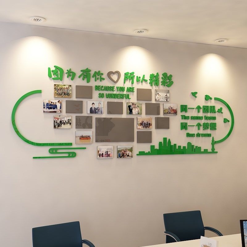办公司室装饰励志标语企业文化照片墙面贴纸团队员工风采形象展示,家居饰品,文化墙贴,淘宝优惠券,粉丝福利购,淘宝优惠卷