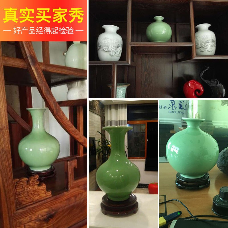 景德镇陶瓷花瓶影青瓷豆青釉摆件插花器博古架多宝阁客厅装饰品