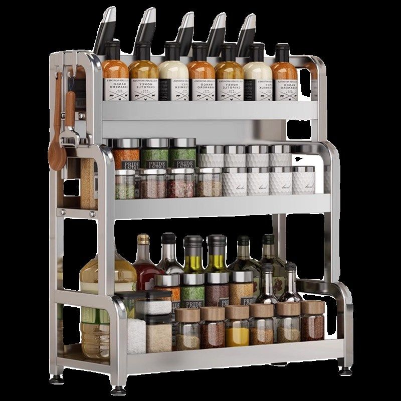 厨房调料品置物架不锈钢多功能台面筷子刀架盐调味瓶罐收纳盒架子,厨房/烹饪用具,调料置物架,淘宝优惠券,粉丝福利购,淘宝优惠卷