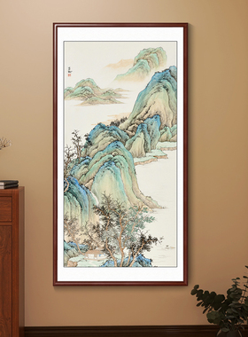 新中式山水画入户正对门玄关装饰画竖版客厅壁画古画宋式美学挂画