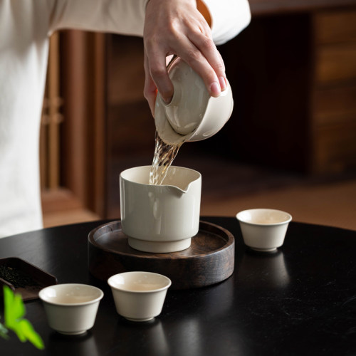 盖碗 二才草木灰家用大容量150粗陶泡茶碗复古陶瓷功夫茶具盖茶杯