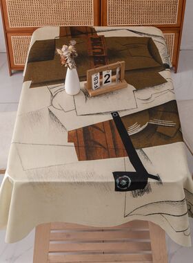 北欧抽象几何油画桌布防水餐桌毕卡索名画美术画室艺术儿童书桌垫