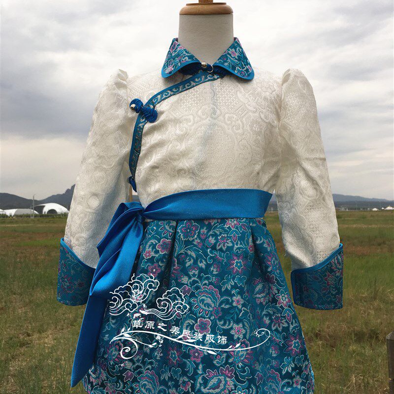 蒙古族儿童服装春夏季童装女童蒙古袍民族舞蹈六一演出表演新品