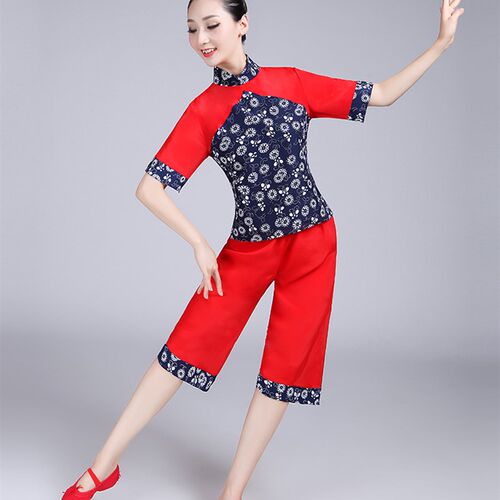 夏季秧歌舞蹈服十送红军演出服装采茶服装村姑表演腰鼓舞蹈服