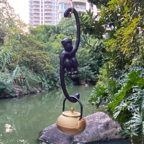 小猴子挂钩花园动物吊勾过道庭院挂件杂货铁艺长臂猿猴钩铸铁摆件