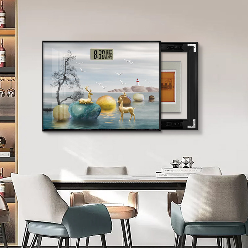 新中式山水电表箱装饰画万年历配电箱遮挡盒电闸开关挂画2023新款,家居饰品,现代装饰画,淘宝优惠券,粉丝福利购,淘宝优惠卷