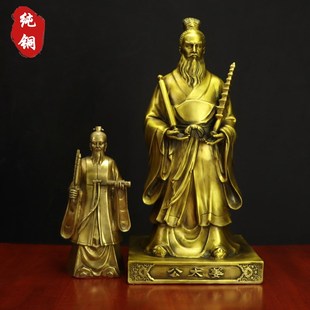 纯铜姜太公神像手拿打神鞭封神榜站像姜子牙麋鹿骑四不像供奉摆件