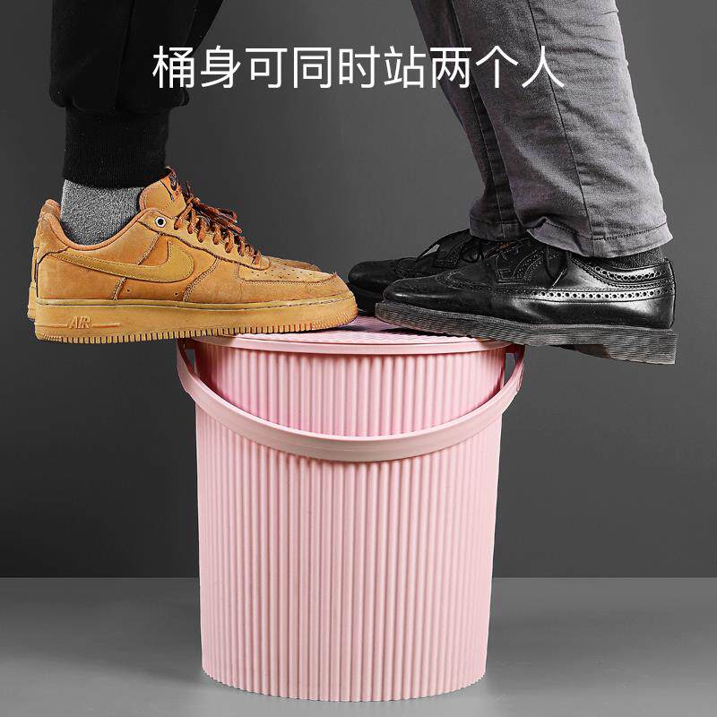 洗澡水桶凳浴室加厚可坐幼儿园家用洗衣塑料手提收纳桶带盖钓鱼桶