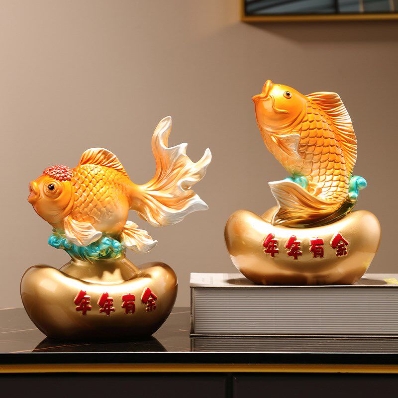发财元宝鱼年年有余招财吉祥装饰品 客厅电视柜橱柜乔迁新居礼品