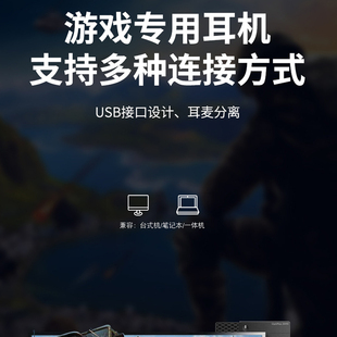 电脑游戏耳机入耳式有线usb接口 lol电竞吃鸡cf专用7.1声道听声辩