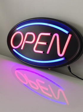 open sign霓虹灯广告牌玻璃门橱窗悬挂发光led灯牌营业中挂牌带灯