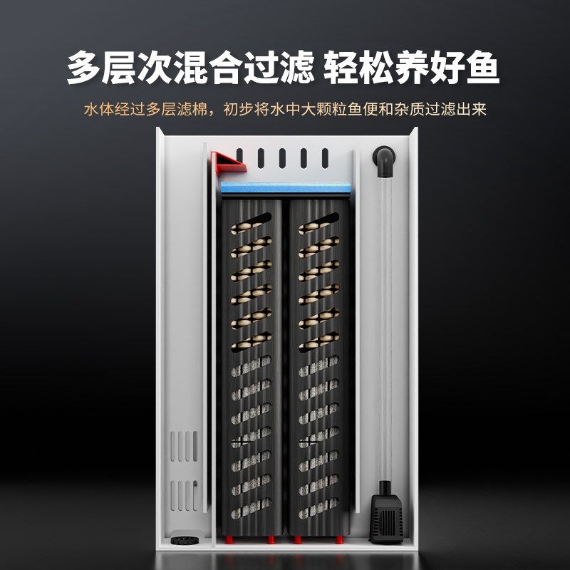 莱易欧创意鱼缸边几缸2代 家用客厅电视柜背滤落地一体立式水族箱