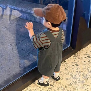 婴儿夏装短袖T恤0一3岁男宝宝夏天背带套装两件婴幼儿纯棉上衣服6