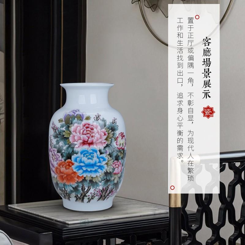 大号陶瓷花瓶广口设计适用富贵竹水养 新中式电视柜与博古架装饰
