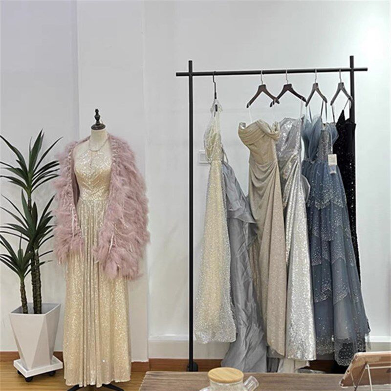 黑色落地婚纱展示架礼服架子汉服挂衣架中式秀禾陈列货架头纱挂杆