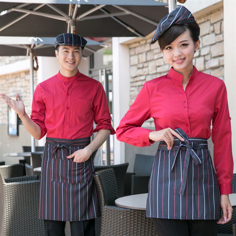 酒店工作服秋装女西餐咖啡厅服务员工作服饭店餐饮火锅店长袖工装