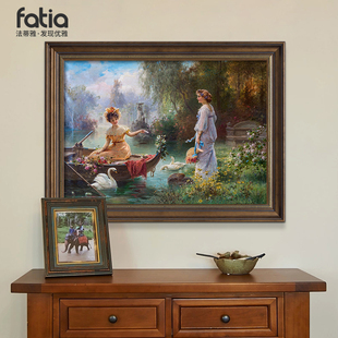 入户玄关装饰画横版世界名画走廊过道墙画正对门客厅挂画人物油画