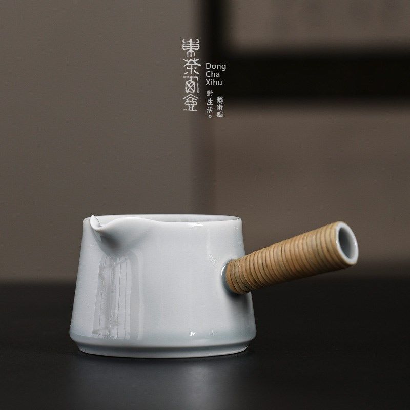 冰灰釉茶海陶瓷公道杯中手工竹编侧把公杯茶道配件分茶器茶具匀杯,餐饮具,公道杯,淘宝优惠券,粉丝福利购,淘宝优惠卷