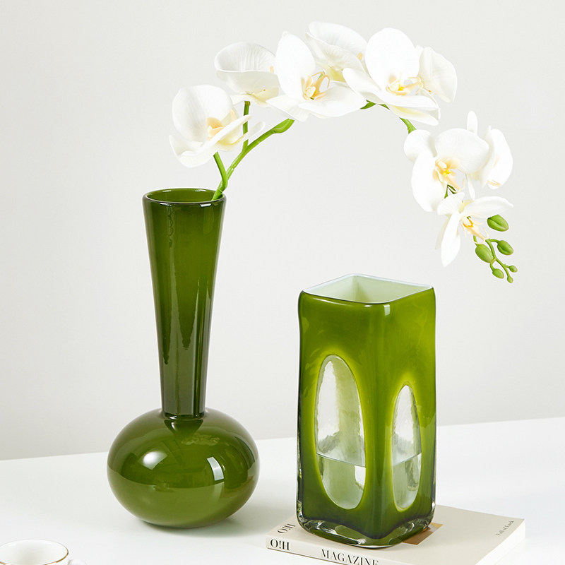 法式复古琉璃花瓶橄榄绿水培吊钟马醉木蝴蝶兰插花摆件客厅高级感,家居饰品,花瓶,淘宝优惠券,粉丝福利购,淘宝优惠卷