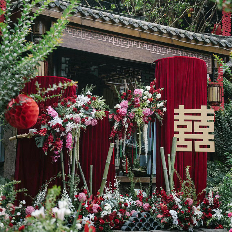 新款婚庆道具铁艺圆环背景架子悬吊式天花板线帘装饰婚礼布置舞台
