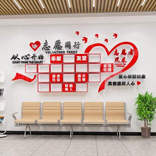 志愿者之家活动室布置志愿者风采照片墙贴画社区学校企业爱心驿站