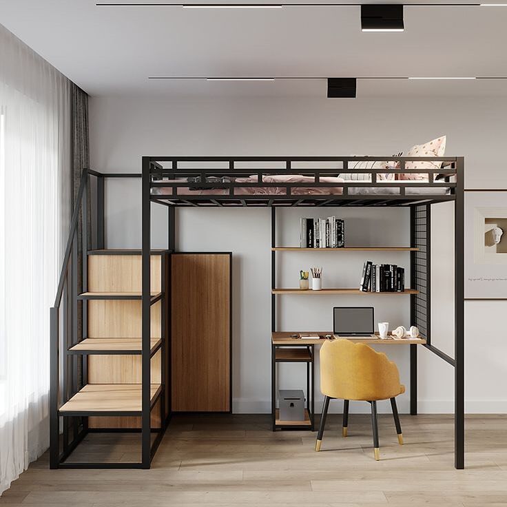 高架隔空床悬空中组合层阁楼上铺床下桌带书桌半高小户型带衣柜梯