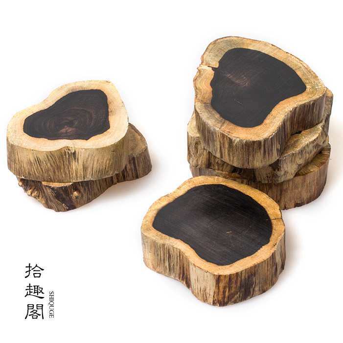 原木切片茶壶垫黑檀木紫檀实木整木茶垫茶托杯垫大杯托功夫茶配件