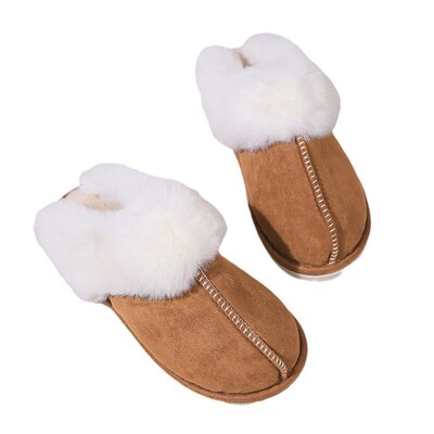 Furry Slippers Warm Thick Sole Anti-slip Plush Slippers Home