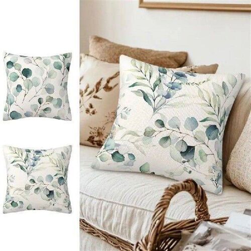 45x45cm Soft Cushion Cover With Green Leaves Patterns