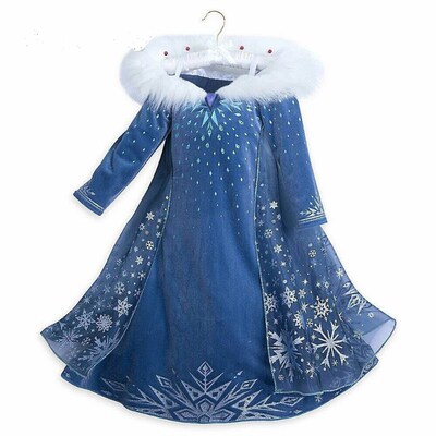 2022 New Elsa Dress Girls Party Vestidos Cosplay Girl Clothi