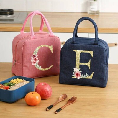 Teddy Bear Letter Bento Bag, Oxford Cloth Waterproof Materia