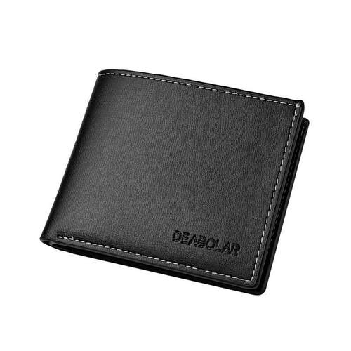 Leather Men Short Wallet Thin Style Folding Young Men Credit