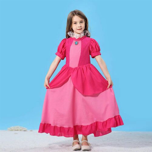 Princess Cosplay Peach Costume for Girls Rosalina Dress with