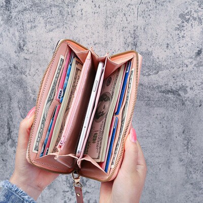 Fashion Womens Pu Leather Long Wallets Sequins Patchwork Gl