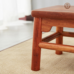 缅甸花梨木富贵可拆装小板凳家用实木客厅木雕摆件红木儿童凳