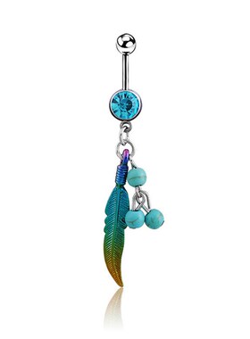 1PC Summer Blue Belly Button Ring Stainless Steel Navel Pier