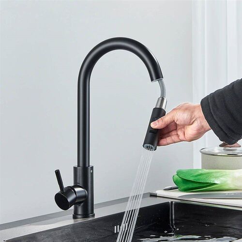 Black Kitchen Faucet Two Function Single Handle Pull Out Mix