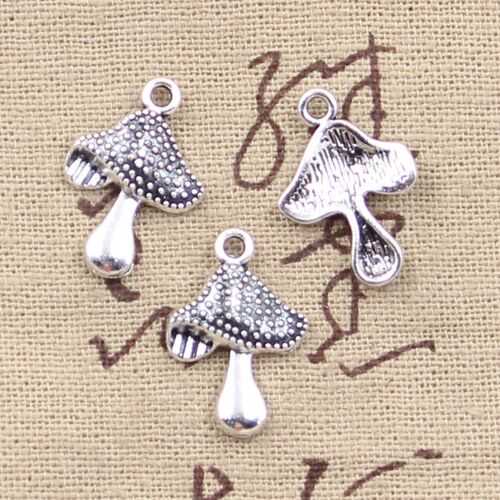30pcs Charms Mushroom 20x14mm Antique Silver Color Pendants
