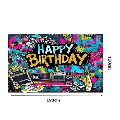 Retro Happy Birthday Banner Vibrant Graffiti Design Urban