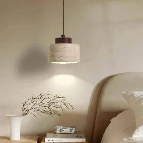 Led Pendant Lamp Yellow Cave Stone Chandelier Retro Bedroom