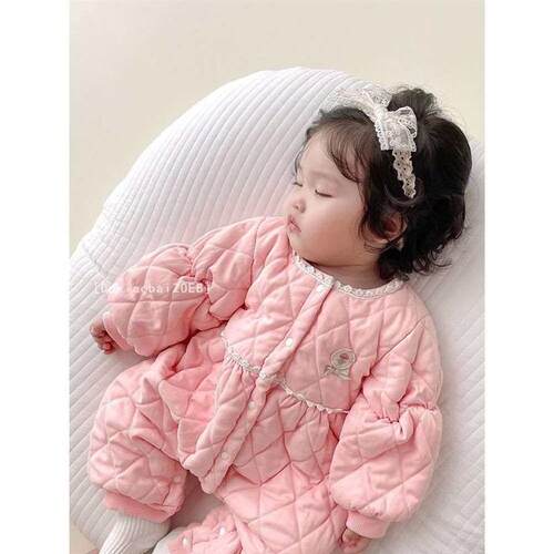 Babys Autumn and Winter Thin Cotton jumpsuit Baby Cotton Ha