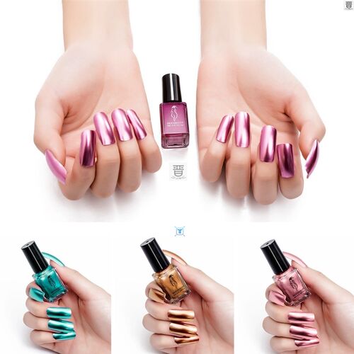 Fashion Mirror Nail Polish Silver Transparent Purple Rose