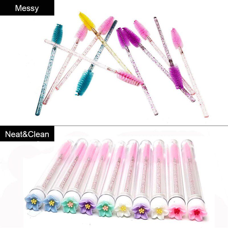 10/50pcs Eyelash Brush Tubes Reusable Mascara Wand Eyebrow - 实物图
