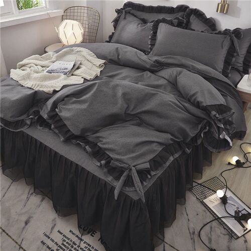 Lace Bed Skirt Four-piece Set Solid Color Girly Bed Skirt Be