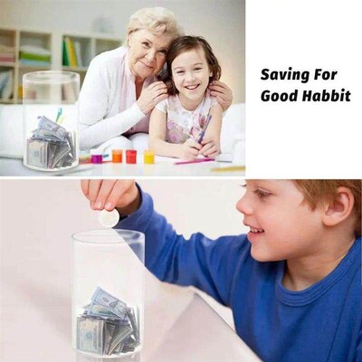 Acrylic Piggy Bank Large Capacity Visible Transparent Jar Cr