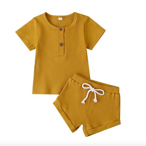 Baby Boy Girls Clothes Outfit Unisex Solid Shorts Summer Set