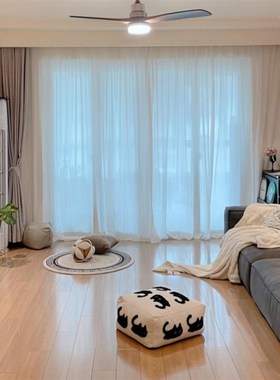 懒人沙发白色猫咪刺绣坐垫可拆洗坐墩休闲地板坐垫沙发脚踏