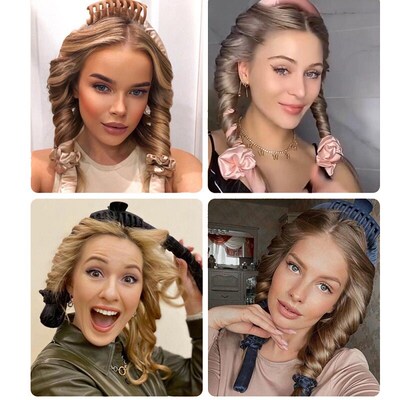 Heatless Curling Rod Headband No Heat Hair Curlers Ribbon Ha