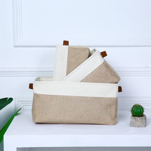 New Large Folding Linen Fabric Storage Basket Kids Toys Stor