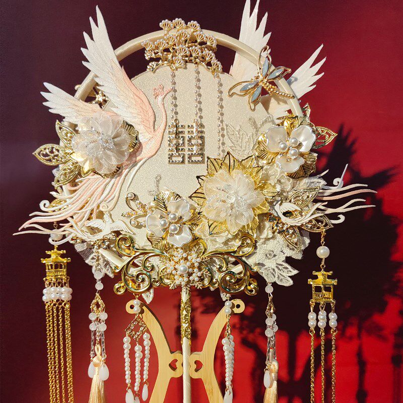 红色中式新娘团扇手工diy材料包重工结婚喜扇婚礼双面秀禾成品扇,家居饰品,工艺扇/团扇/喜扇/折扇,淘宝优惠券,粉丝福利购,淘宝优惠卷